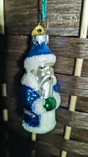 Blue Santa Claus Ornament Discovery Channel Store Tag Christmas