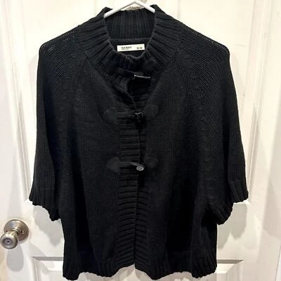 Suéter Poncho Capa Negro Azul Marino Antiguo Talla Mediana Cápsula Mínima Foto 1 de 4