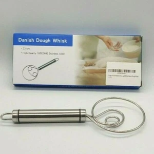 22cm Danish Dough Whisk Dutch Stainless Steel Baking Tool - Picture 1 of 4