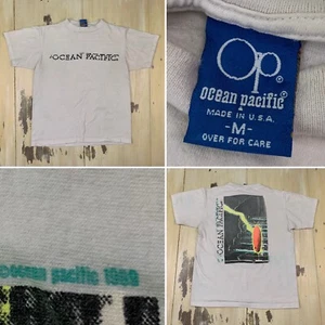 OCEAN PACIFIC - Camiseta de Colección Años 80 White Lightning Bolt Surf Board, Para Hombre MEDIANA - Imagen 1 de 12