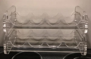 SPECIAL-VINTAGE CLEAR WINE RACK MID-CENTURY ACRYLIC LUCITE WINE RACK16 3/4” WIDE - Picture 1 of 12