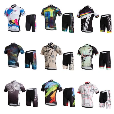 Conjunto curto de ciclismo masculino jersey de ciclismo e kit de calcinhas shorts acolchoados para bicicleta - Imagem 1 de 4