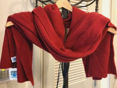 Bufanda acanalada roja Portolano Ashton, 78x20", 100 % cachemir, *NUEVA* Foto 1 de 4
