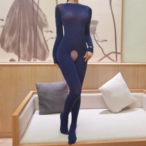 Sexy Men Women Sheer Plus Jumpsuit Full Bodystocking See-through Bodysuit Tights - Picture 1 of 29