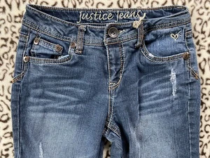 Justice 12reg juniors faded flared bottom denim jeans - Picture 1 of 17