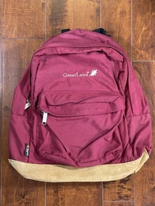 GreatLand Backpack Vintage Leather Bottom Burgundy Adjustable 16" x 16" x 6" - Picture 1 of 13