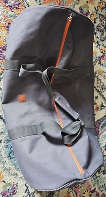 Hugo BOSS Mens Gray Travel Gym Weekender Duffle  Bag 20" Orange LOGO - Image 1 of 4