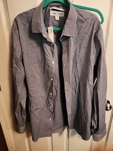 Mens Old Navy Dress Shirt Navy Plaid  Xxl Nwt Flex - Picture 1 of 4