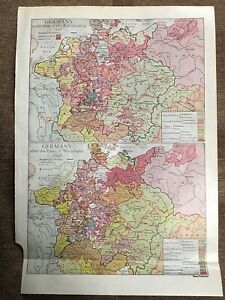 1911 antique colour map - germany ( reformation & westphalia)