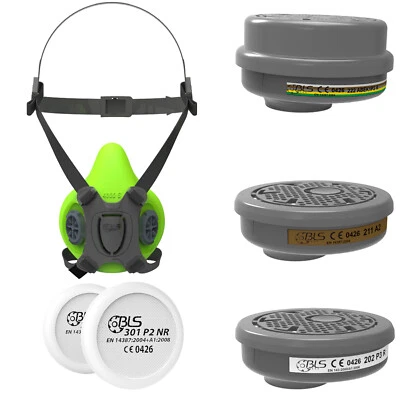 BLS® Atemschutz Set Atemschutzmaske Halbmaske Gasmaske Staubmaske Lackiermaske Filter