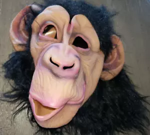 teens men women BLACK HAIRY CHIMP HALLOWEEN MASK one size SUPER CONDITION! - Picture 1 of 2