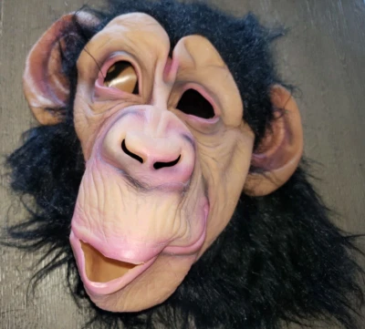 teens men women BLACK HAIRY CHIMP HALLOWEEN MASK one size SUPER CONDITION! - Image 1 of 2
