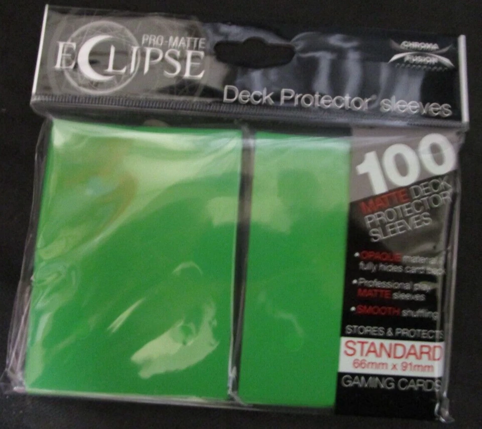 100 Ultra Pro Standard Size LIME GREEN ECLIPSE PRO-MATTE Deck Protector Sleeves - Image 1 of 1