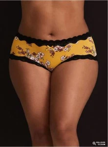 NWT SEXY BBW FASHION BEAUTIFUL XXX Yellow Mustard Flower Brief Panty plus SZ new - Picture 1 of 4