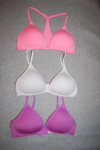 Girls 3 LOT T-SHIRT BRA Adj Strap PINK T-BACK Purple WHITE Maidenform SIZE 30A - Picture 1 of 1