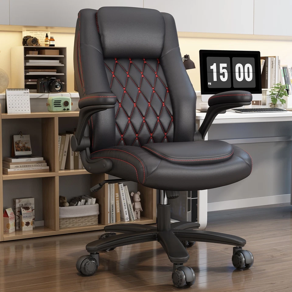 High Back Executive Office Chair PU Leather Computer Desk Chair Rubber Wheels - Image 1 of 1