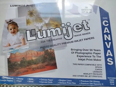 TEXTURED CANVAS Fine Art INKJET Paper 17X22 20 Sheets FIBER BASED - Image 1 of 3