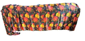 New Screen Printed Silk Dress Fabric 44"/45" W x 4yds (One Piece) Red Black Gold - Picture 1 of 6