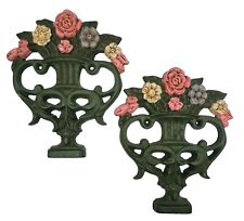 Vintage Floral Cast Iron Orante Wall Hanging Decor Set of 2 Made in Japan