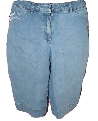 RELATIVITY Stretch size 8 Blue Denim 2 Slit Front Pocket Bermuda JEAN SHORTS - Image 1 of 3