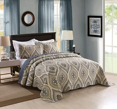 3 Piece Lightweight Quilt King Printed Quilt Set Bedding Lightweight Oversize - Image 1 of 4