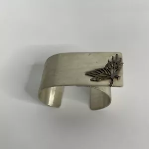 .925 Silver Marked GP Cuff Bracelet 87 Grams Butterfly Unique Jewelry - Picture 1 of 8