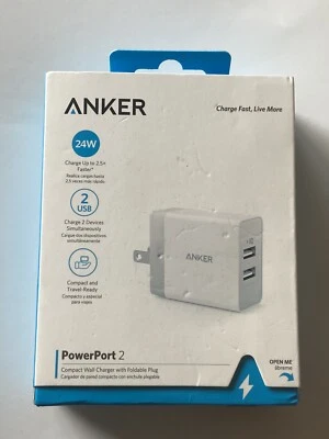 Anker PowerPort Elite 2 24W USB Wall Charger - White - Imperfect Box - Image 1 of 2