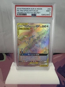 Pokémon Moltres & Zapdos & Articuno Tag Team GX 2019 Hidden Fates 69/68 PSA 9 - Imagen 1 de 2