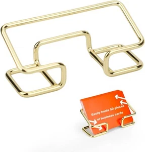 Gold Metal Business Card Holder for Desk - Stylish Organizer - Picture 1 of 7