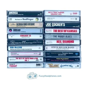20 Classic Rock GREATEST HITS Cassette Tapes: Cream Chicago Kansas Nugent TESTED - Picture 1 of 6