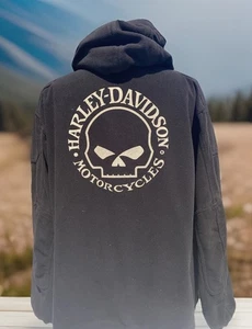 Harley Davidson Men Willie G Reflective Skull Fleece Hoodie Jacket Black XL - Picture 1 of 6