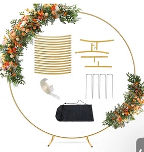 7.2FT Gold Round Balloon Arch Stand,Backdrop Stand for Parties,Metal Circle H... - Picture 1 of 8
