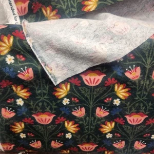 Super Snuggle Flannel Fabric Floral & Stems on Black/42" Wide 1 Yard 100% Cotton - Picture 1 of 4
