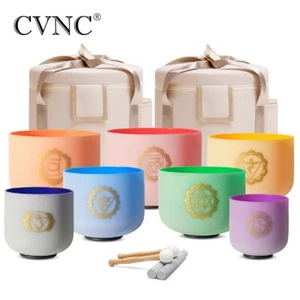 CVNC432Hz 6-12" Juego de 7 Piezas Cuencos Cantores de Cristal Estampado en Colores Chakra con Bolsa Regalo - Imagen 1 de 8