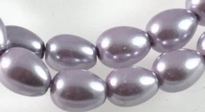 Cuentas, 1 hebra (42-44) perla a base de vidrio lila 9x7 mm lágrima con orificio de 1 mm * - Imagen 1 de 4