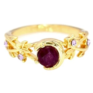 GENUINE AAA BLOOD RED RUBY ROUND & CZ STERLEING 925 SILVER RING SIZE 7.25 - Picture 1 of 6