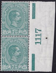 1884 Regno De Italia, Paquete Postal N.4 Pareja MNH Con Número De Tabla Al Ce