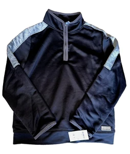 New OshKosh Boys Size 14 black, gray Pull Over Quarter Zip fleece top LB - Picture 1 of 2