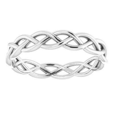 TALLA 6,5 Platino Diseño Tejido Alianza de Boda 4,3 mm Ancho Ajuste Estándar Anillo de Moda Foto 1 de 3