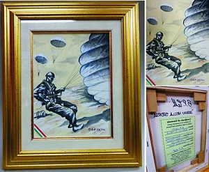 Quadro pittura Maestro B.P. CETTI Titolo "PARACADUTISTI: ARRIVO NELLA STORIA.." - Imagen 1 de 1