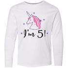 Inktastic 5Th Birthday Cute Unicorn Youth Long Sleeve T-Shirt Five Party Im Gift