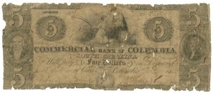 18XX Commercial Bank of Columbia Carolina del Sur SC $5 (L1528) - Imagen 1 de 2