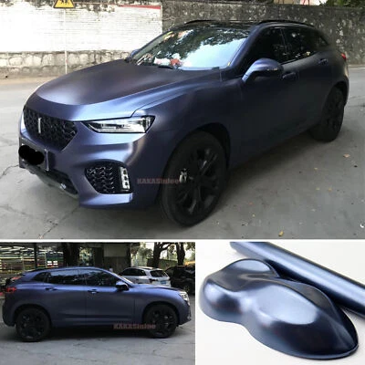 Dark Blue - Flexible Pearl Metal Satin Chrome Vinyl Wrap Car SUV Hood Sticker US - Image 1 of 4