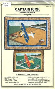 DOPPELDECKER ÜBER FELDER Quilt Muster Wandbehang Applikation "CAPTAIN KIRK" 27" x 38" - Bild 1 von 3