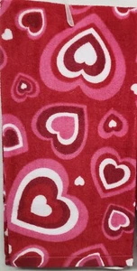 1 (uno) Asciugamano Cucina Terry (15"x25") SAN VALENTINO, CUORI RETRÒ SU ROSSO, Ritz - Foto 1 di 22