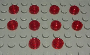 LEGO Plaque Rond 1x1 Transparent Rouge 10 Pièce - Picture 1 of 1
