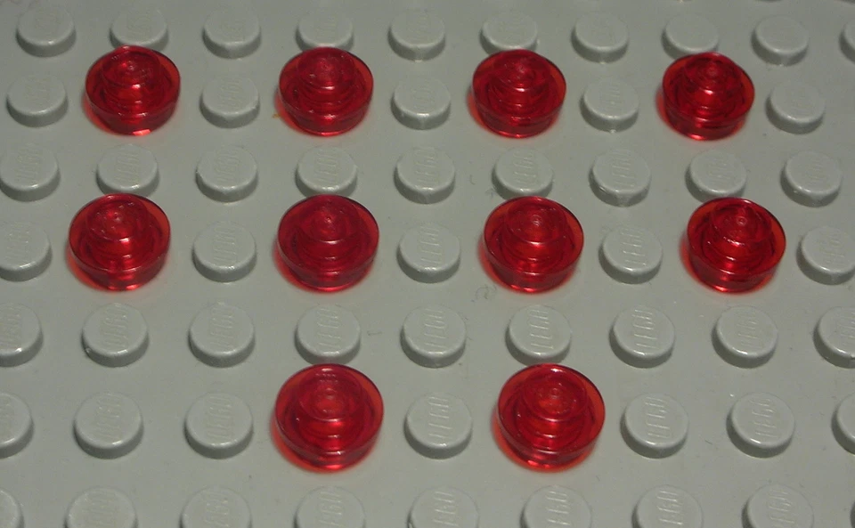Lego Plate Round 1x1 Transparent Red 10 Pieces - Image 1 of 1