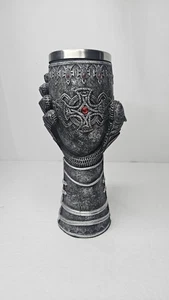 Nemesis Now Medieval Knight Gauntlet Goblet 8.5" Cross Red Stones Knights Cup - Picture 1 of 10