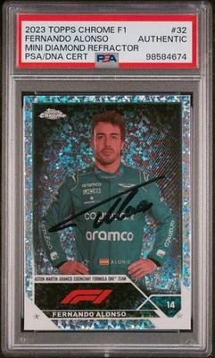 2023 TOPPS CHROME FORMULA 1 #32 FERNANDO ALONSO MINI DIAMOND REFRACTR AUTO - Image 1 of 2
