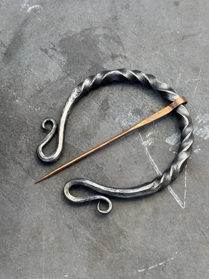 Medieval Cloak Pin Brooch Iron Hand Forged 3inches Copper Pin Blacksmith Ornate - Image 1 of 4
